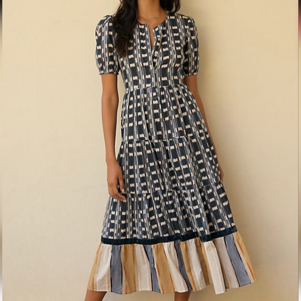Ro's Garden Daphne Cotton Midi-Dress Size XS